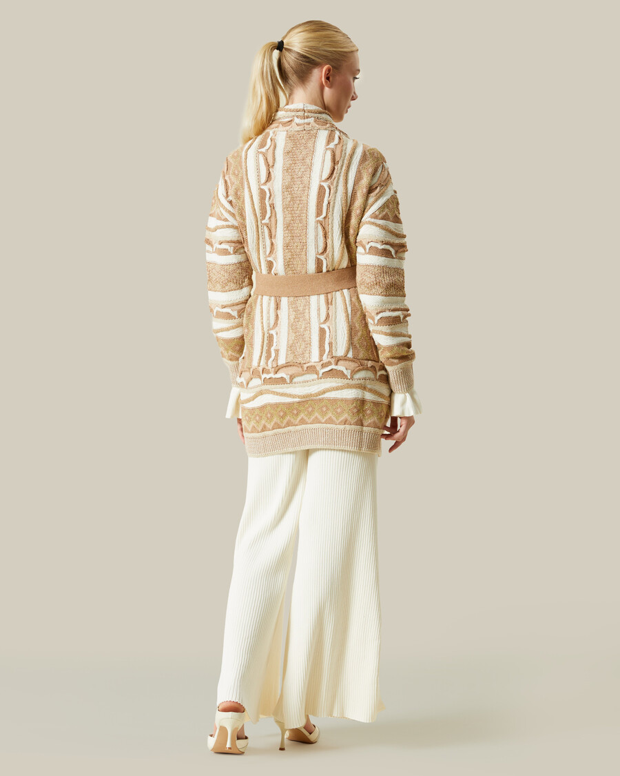gemusterter cardigan mit metallic-akzenten