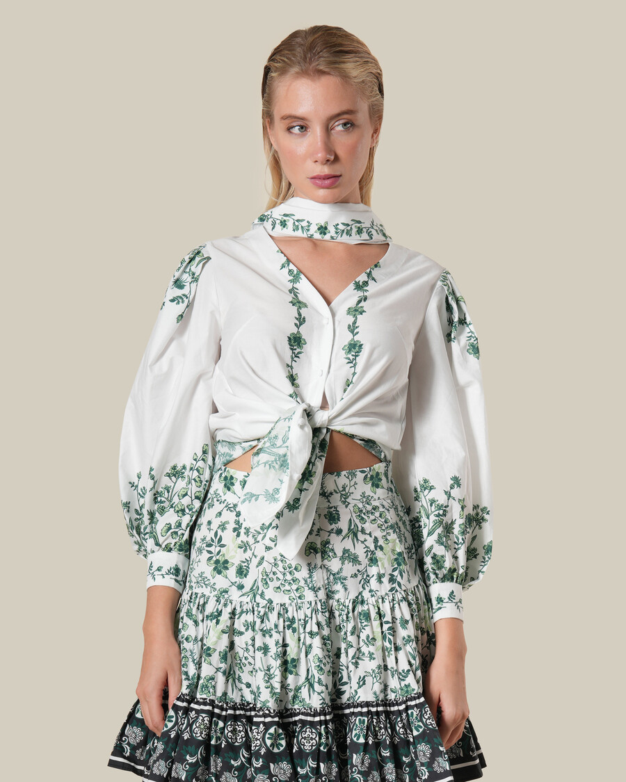 hemd mit kleinem blumenmuster zum binden