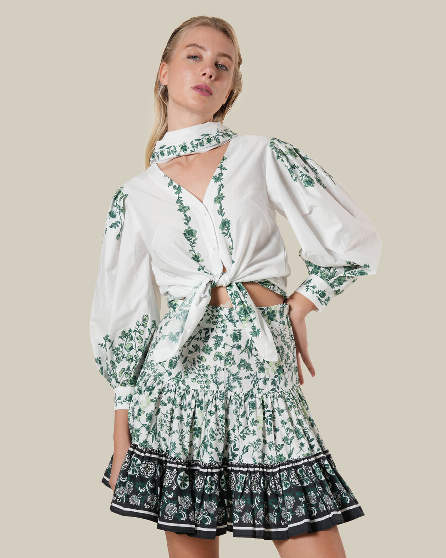 hemd mit kleinem blumenmuster zum binden