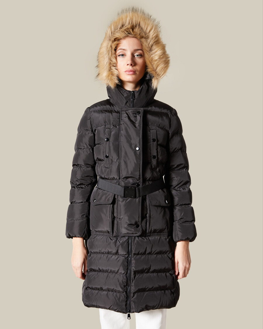 steppjacke mit kapuze aus kunstpelz