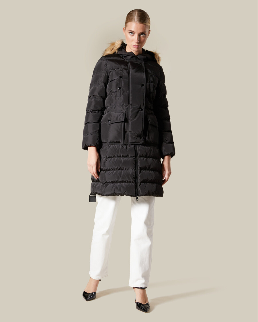 steppjacke mit kapuze aus kunstpelz