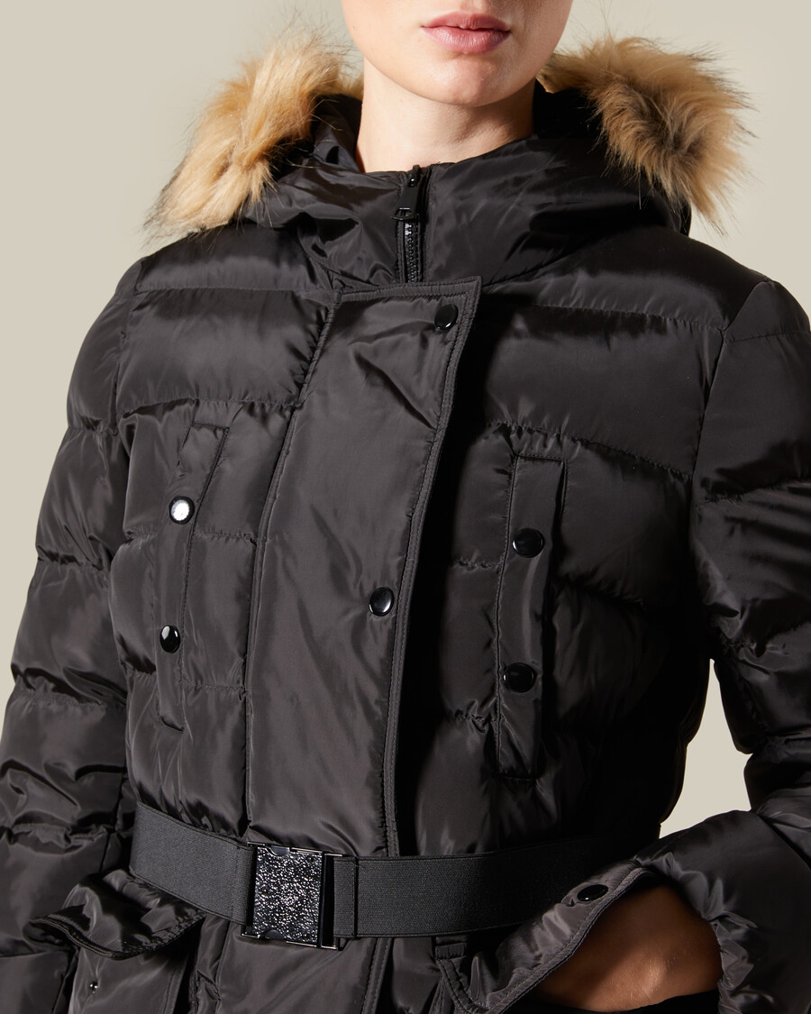 steppjacke mit kapuze aus kunstpelz