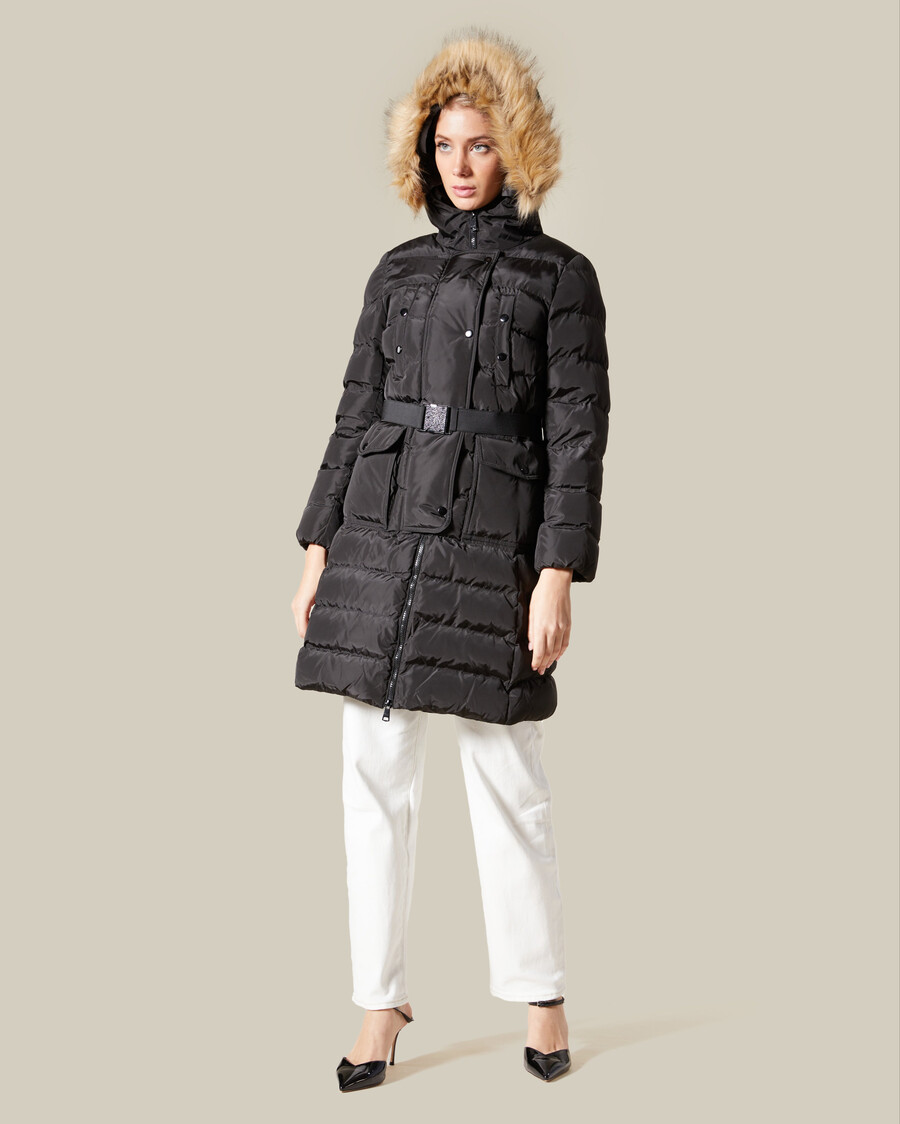 steppjacke mit kapuze aus kunstpelz