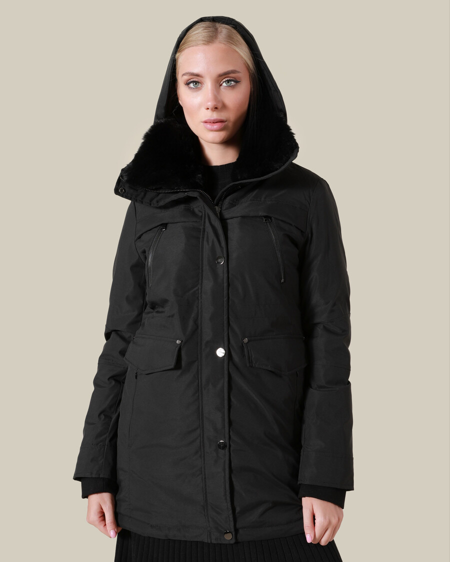 winterjacke mit pelzbesatz