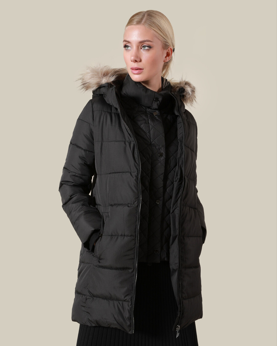 daunenjacke mit pelzbesatz