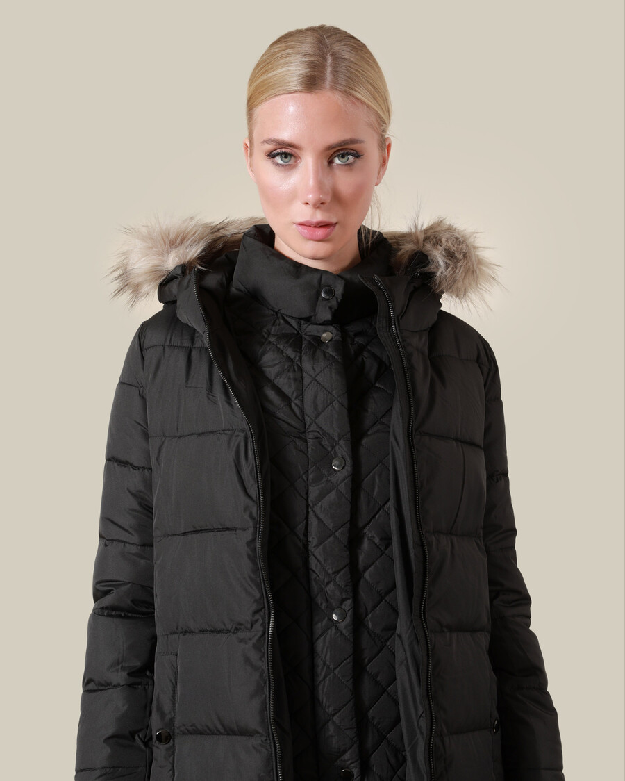 daunenjacke mit pelzbesatz