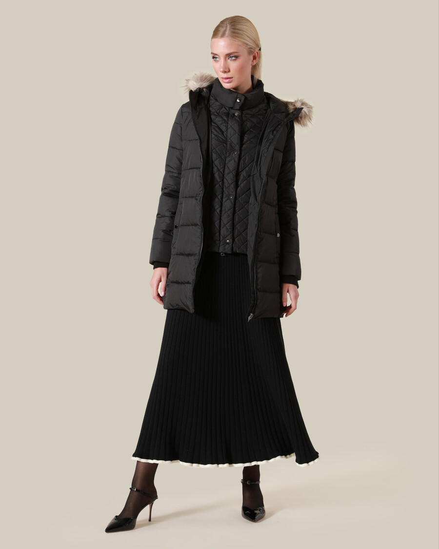daunenjacke mit pelzbesatz