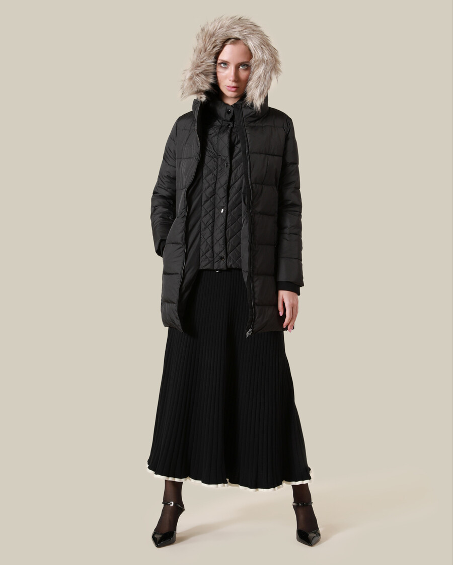 daunenjacke mit pelzbesatz