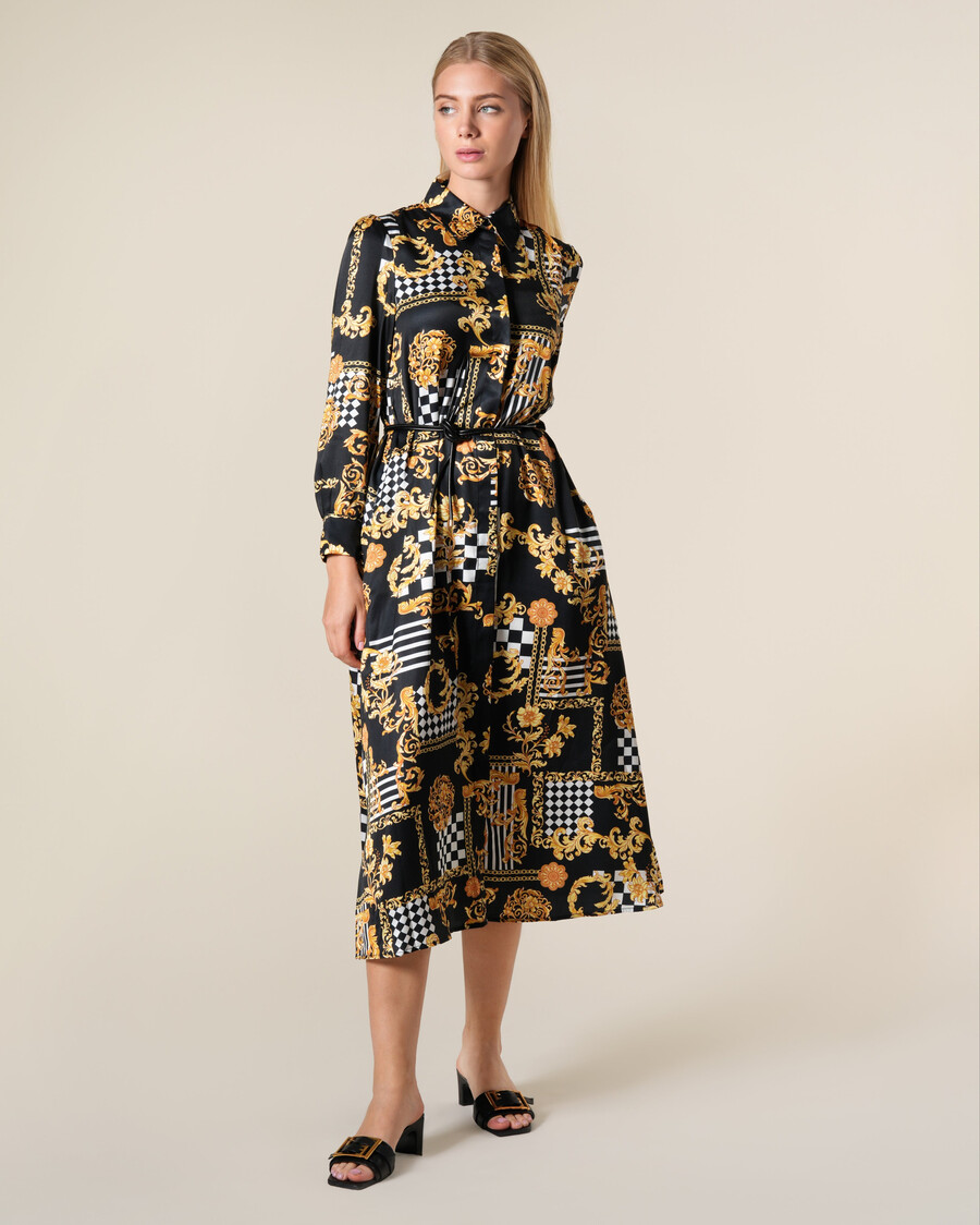 midikleid mit geometrischem barockmuster