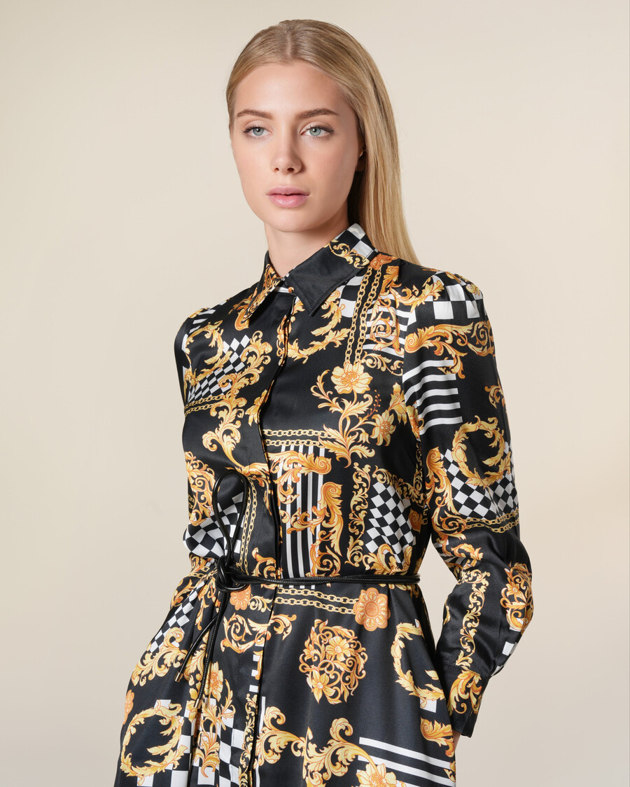 midikleid mit geometrischem barockmuster