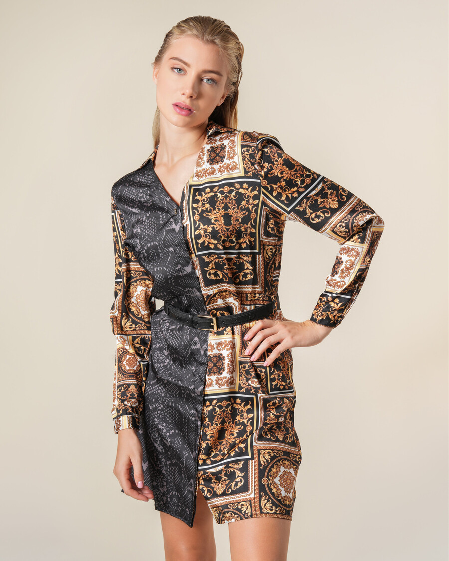 minikleid mit schlangen- und barockmuster