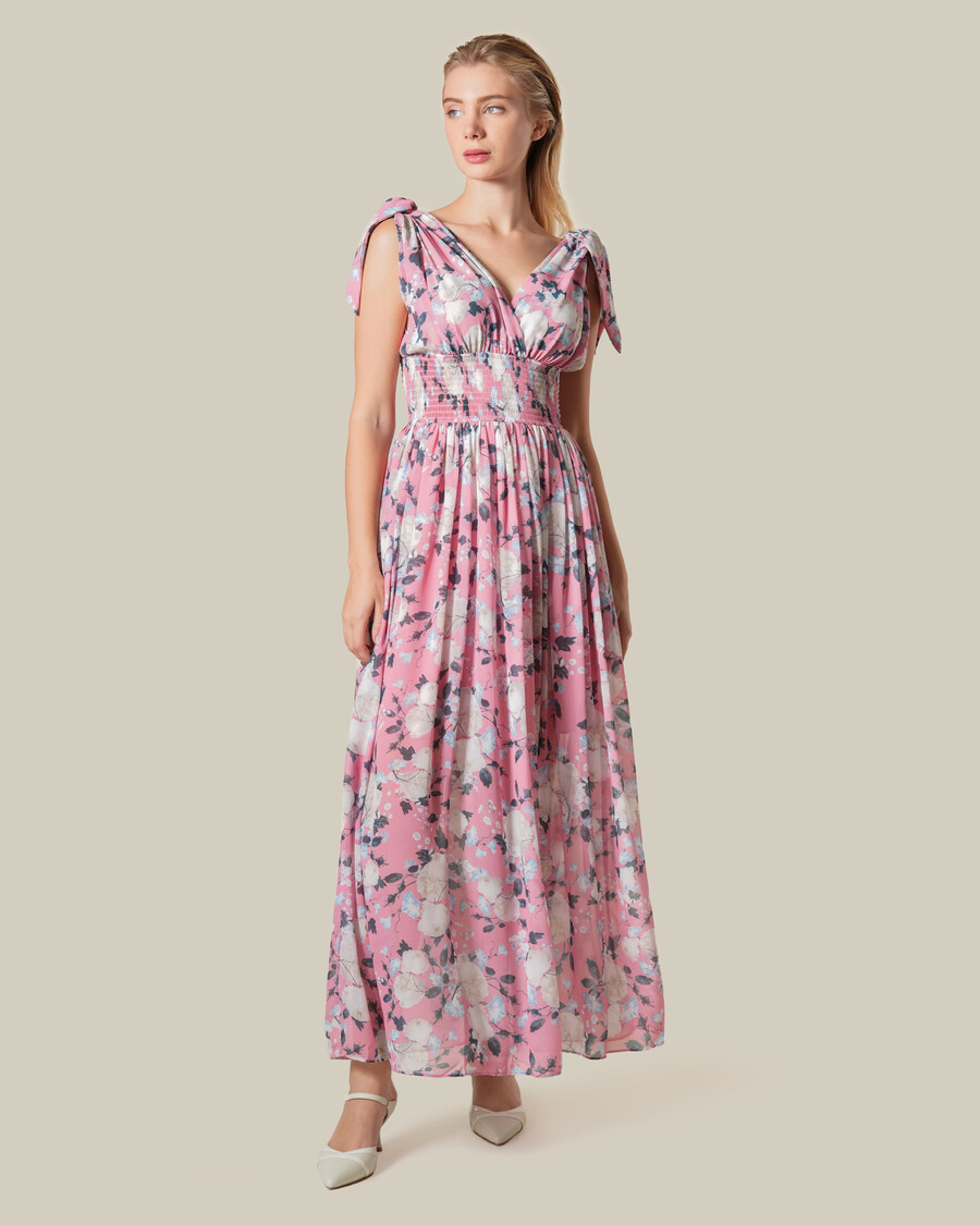 maxikleid mit v-ausschnitt und blumenmuster