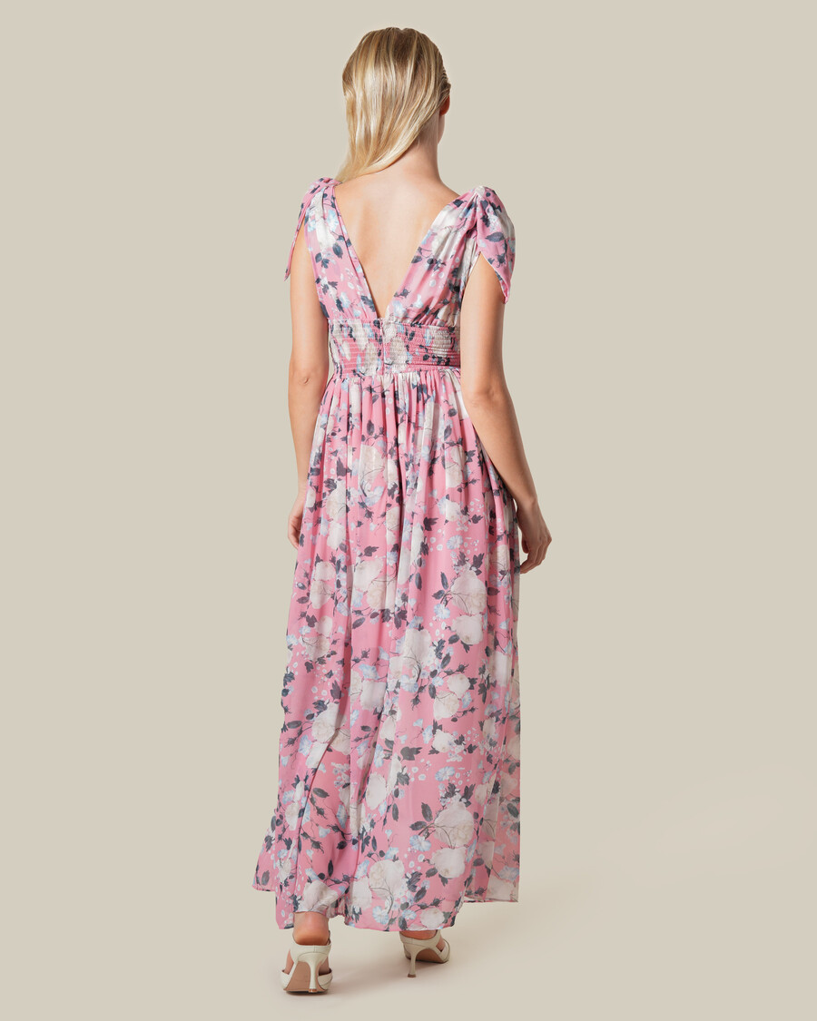 maxikleid mit v-ausschnitt und blumenmuster