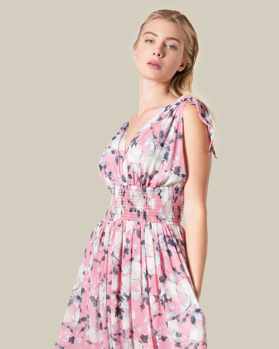 maxikleid mit v-ausschnitt und blumenmuster
