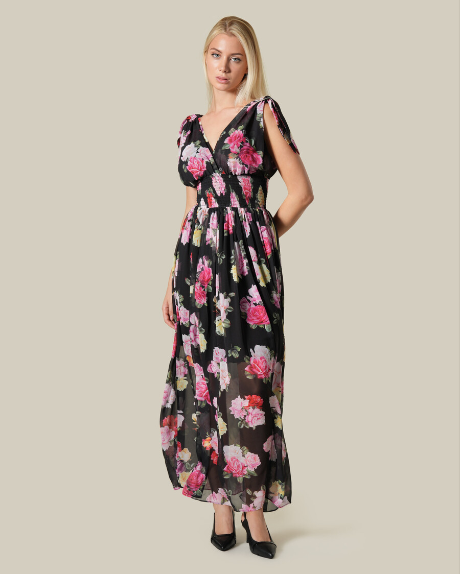 maxikleid mit floralem transparentem effekt
