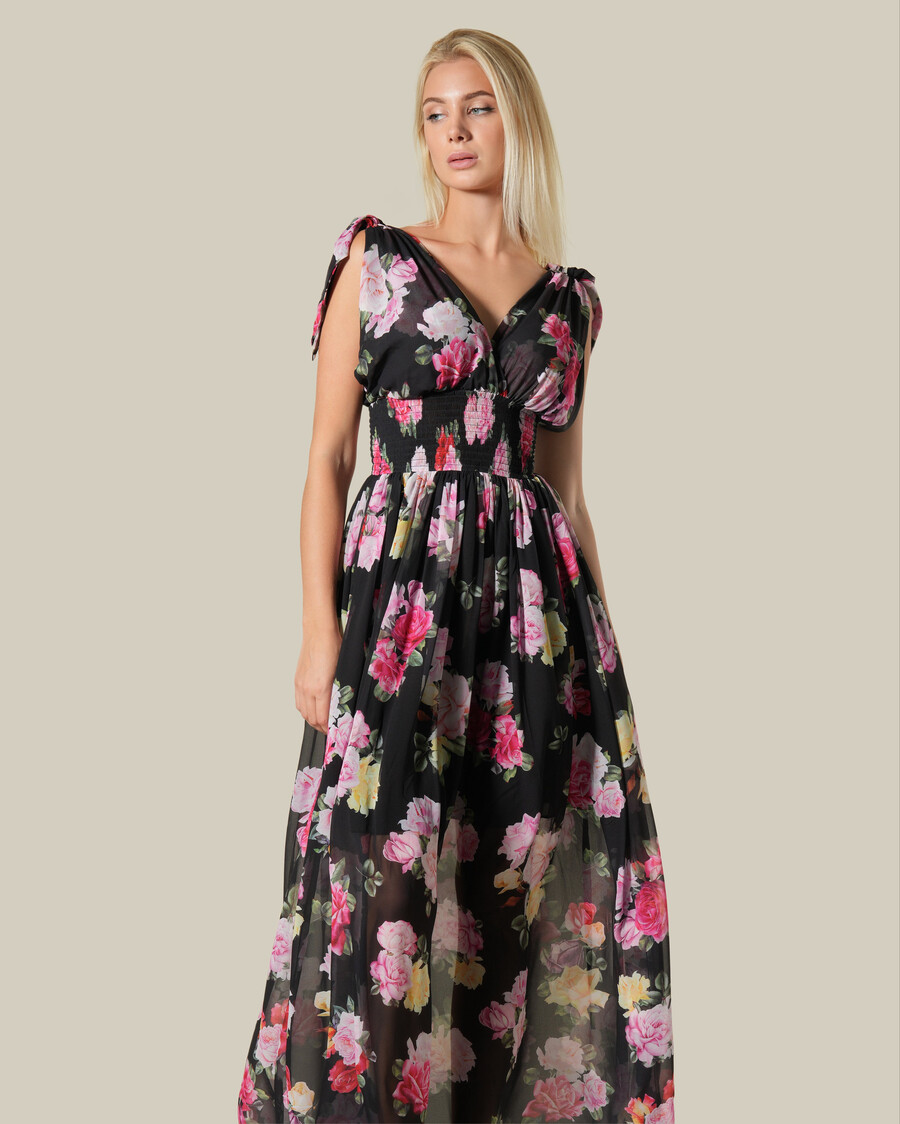 maxikleid mit floralem transparentem effekt