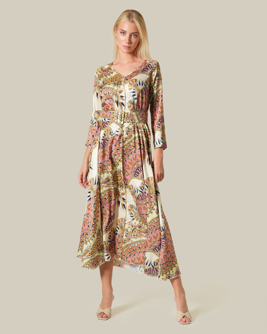 retro-maxikleid mit muster und lockerer passform