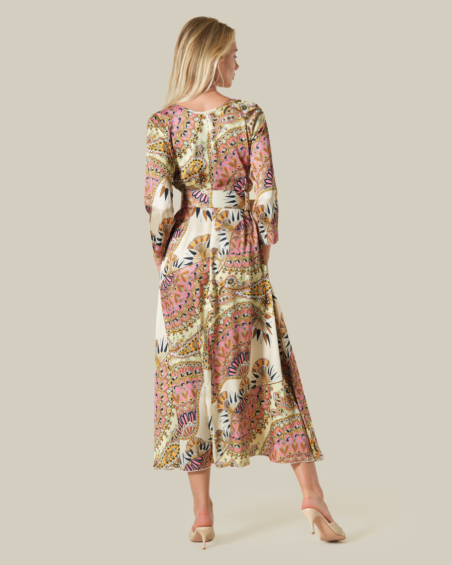 retro-maxikleid mit muster und lockerer passform