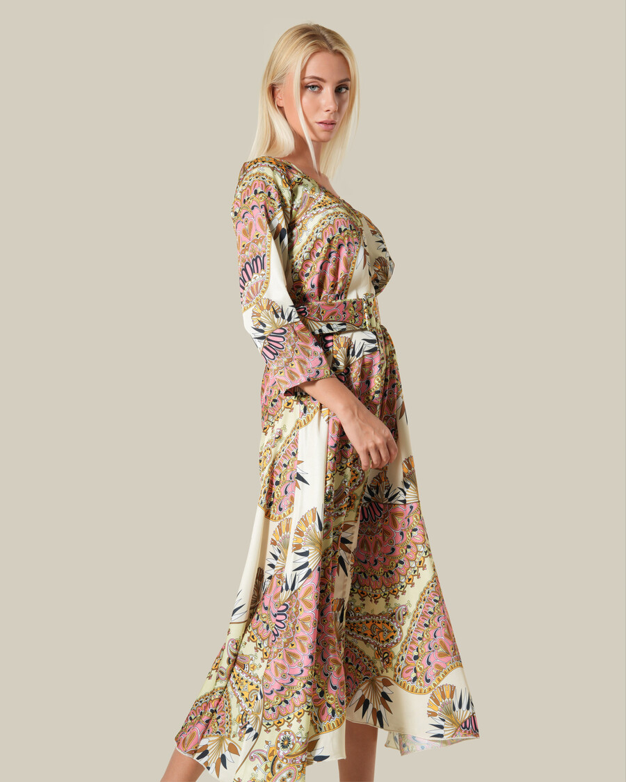 retro-maxikleid mit muster und lockerer passform