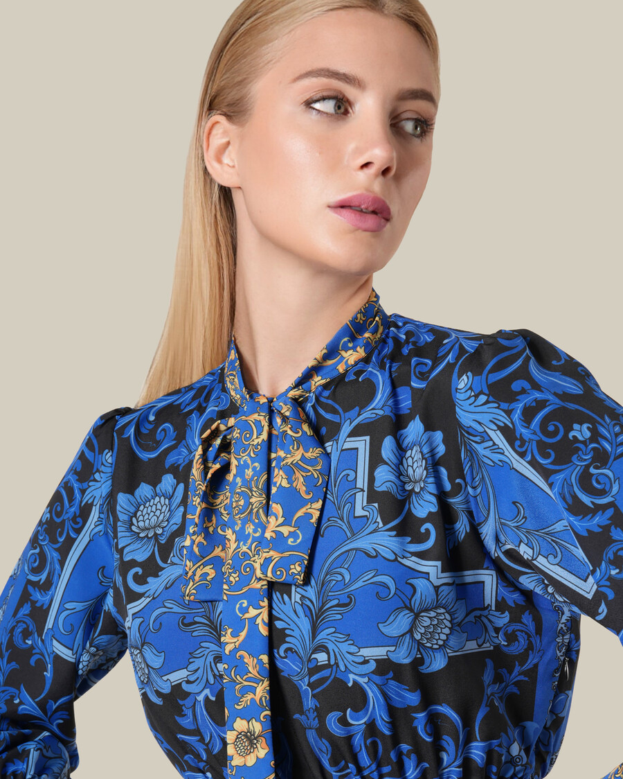 maxikleid mit floralem barockmuster