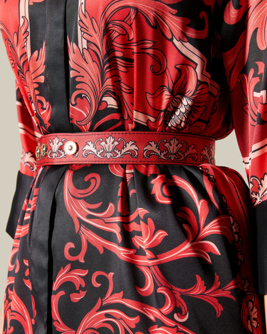 damast-gürtelkleid