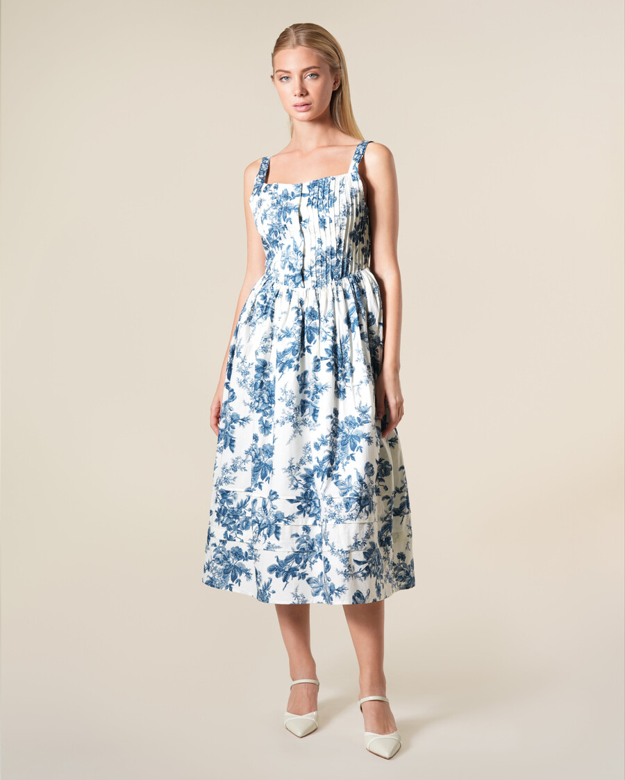midikleid aus baumwolle mit blumenmuster