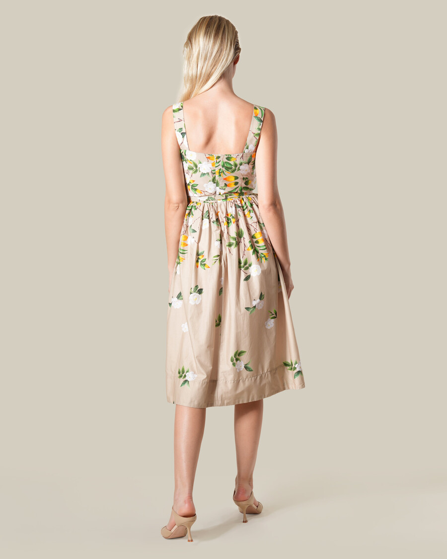 Ärmelloses baumwollkleid mit blumenmuster