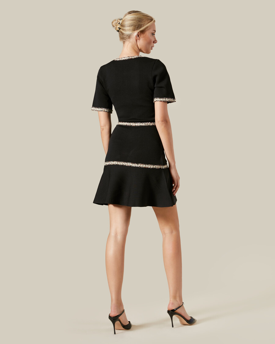 strickkleid mit tweedbesatz
