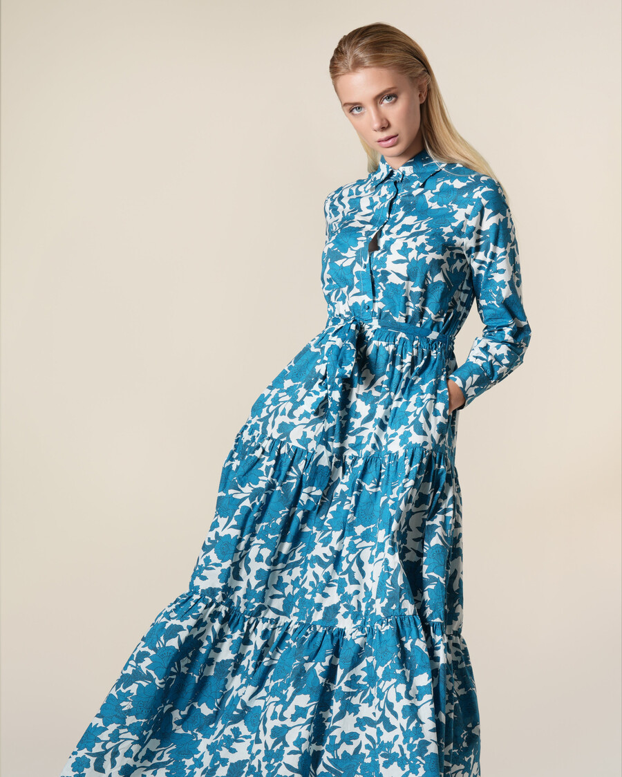 geblümtes maxikleid aus baumwolle