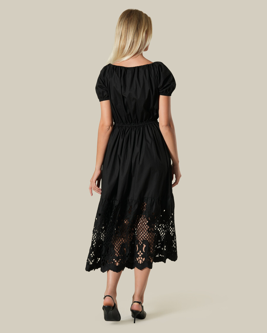 baumwollkleid mit gitterstickerei