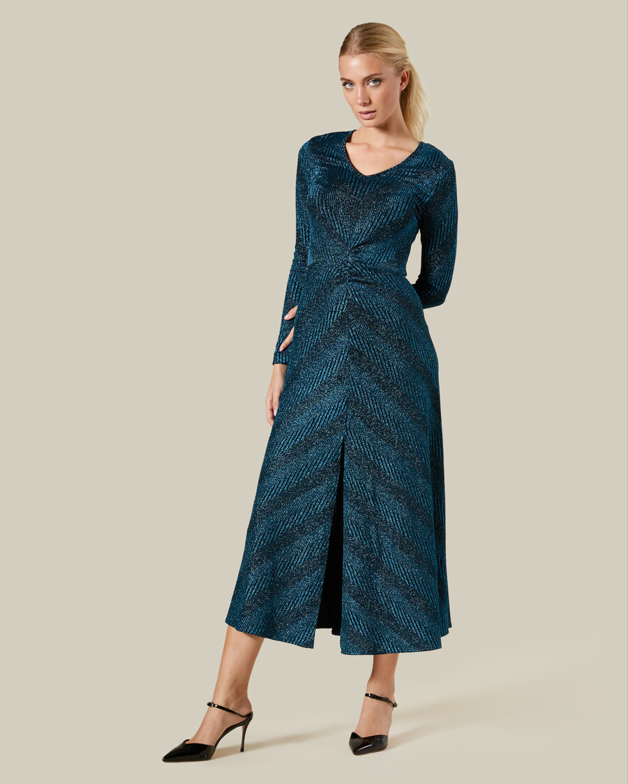 gestreiftes maxikleid aus lurex-mischgewebe