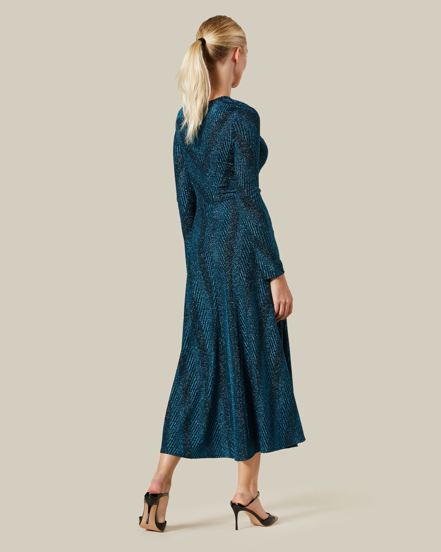gestreiftes maxikleid aus lurex-mischgewebe