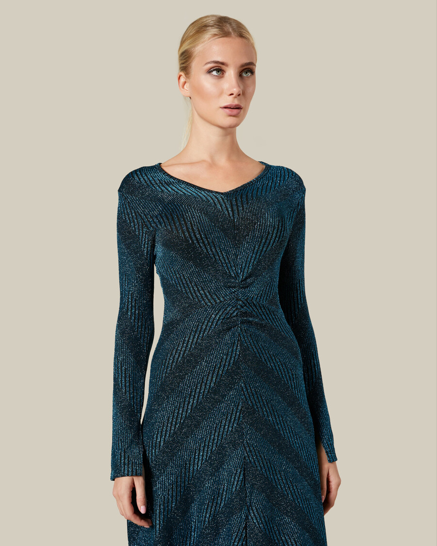 gestreiftes maxikleid aus lurex-mischgewebe