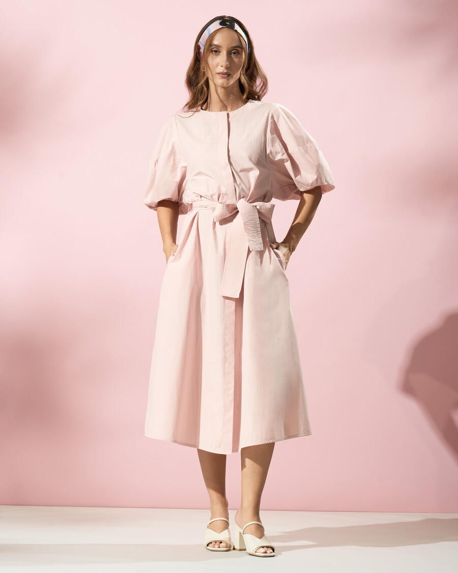 midikleid mit puffärmeln
