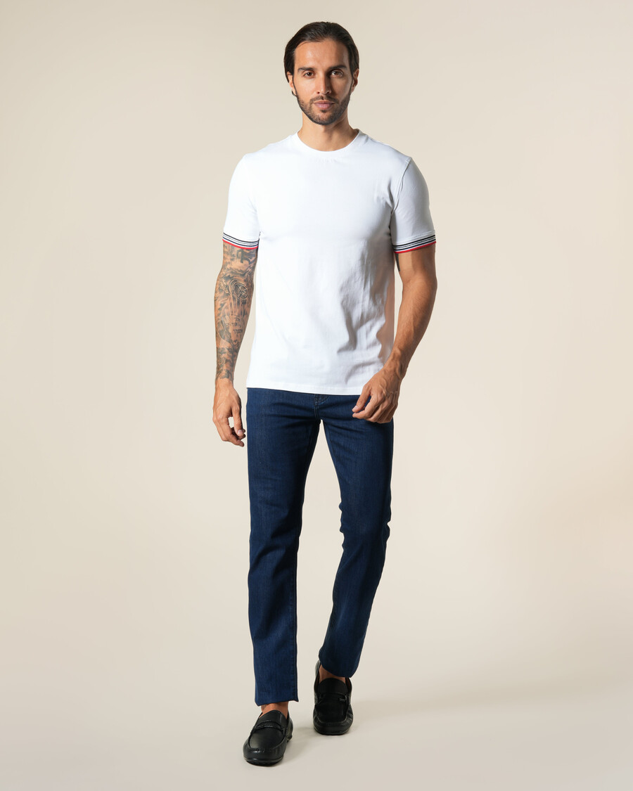 klassisches t-shirt mit streifenrippe