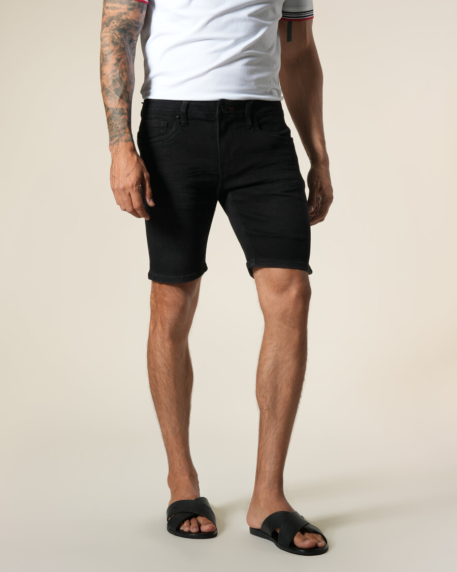 jeans-bermudas mit lederpatches