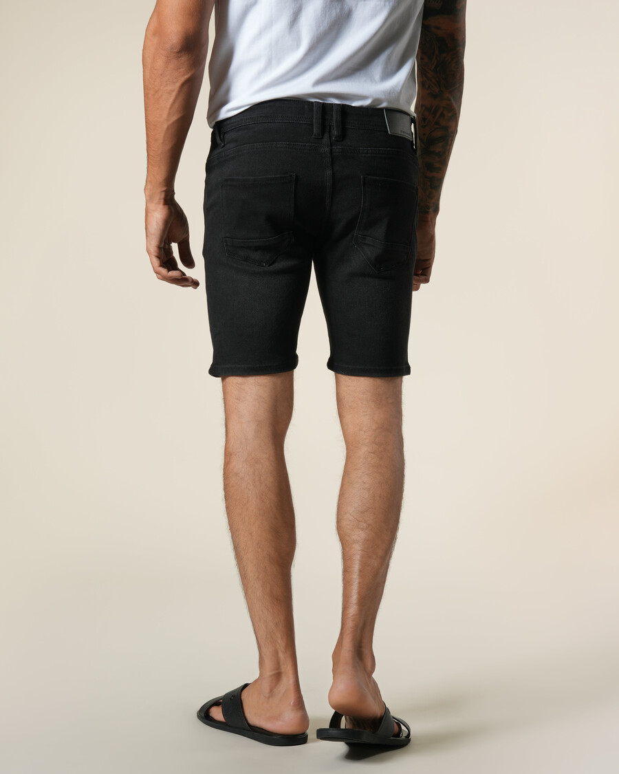 jeans-bermudas mit lederpatches