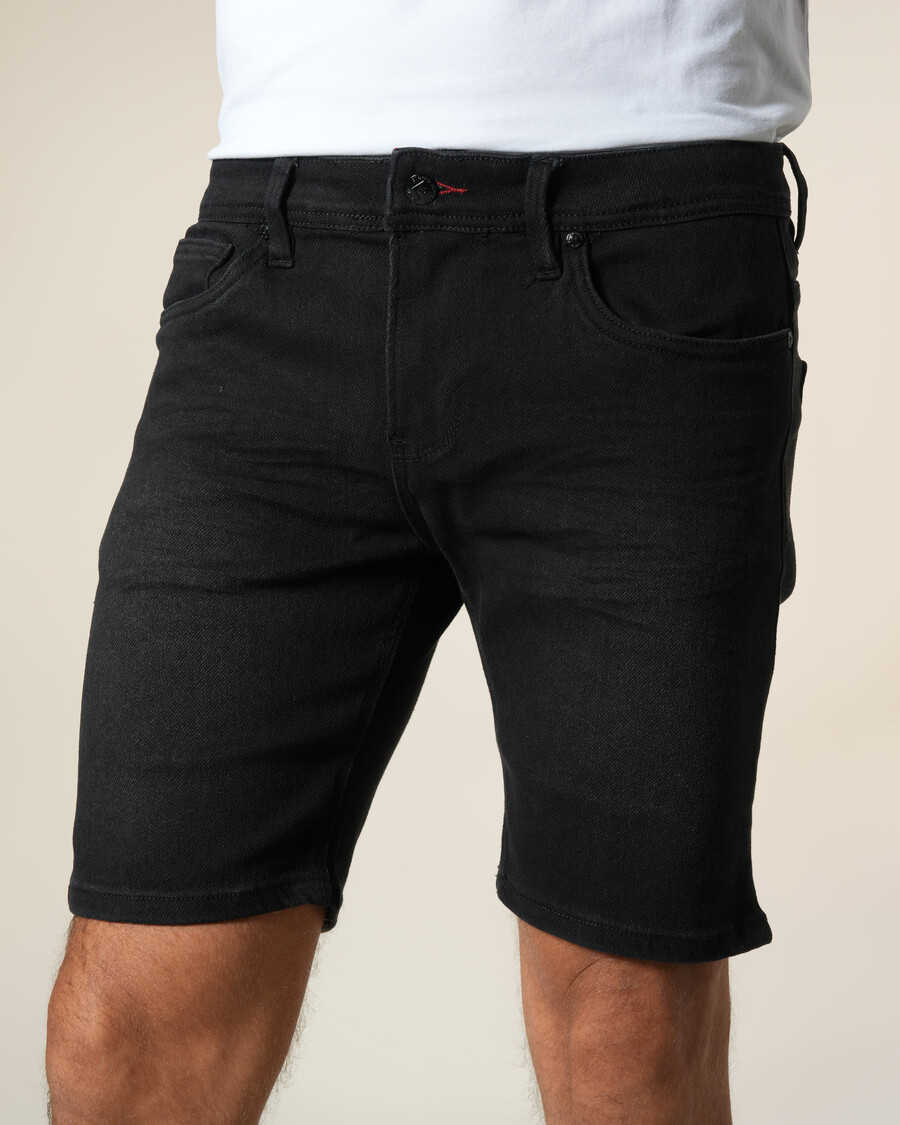 jeans-bermudas mit lederpatches